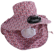 Popular Sun Protective Hat With Solar Fan And-Dark red