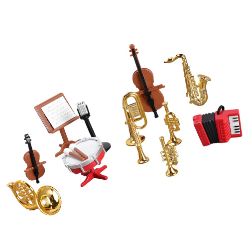 Ensemble d'instruments de scène de groupe miniature, avec