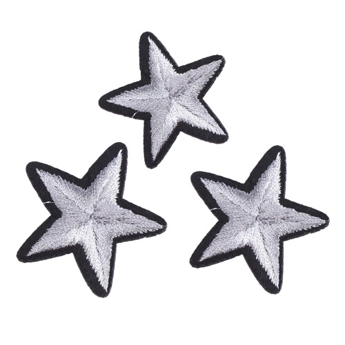 Embroidered Silver Star Patch Kit of 6 2