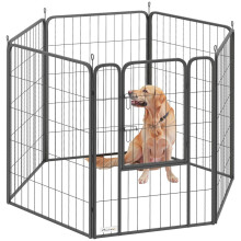 Hundeauslaufgehege mit 6 Elementen, robust, mit sicherer Tür, für drinnen und draußen, für Garten und Camping, 100 cm hoch