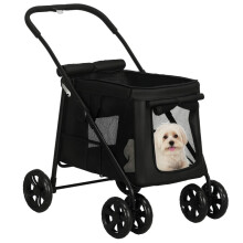 PawHut Hundetrolley inkl. Kissen, 3 Seitentaschen, faltbar, Hundebuggy, 102 cm x 62 cm x 105 cm, Schwarz