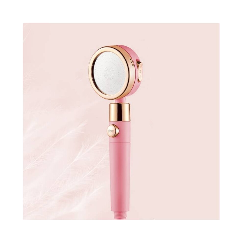 (Pink) Filter Turbo Handheld Shower Head 3 Modes Pressurized Water Stop Use For Home 695550655079