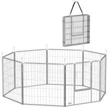 PawHut Haustiergehege, Hundezaun, Haustierspielplatz, flexibel und verstellbar, Edelstahl