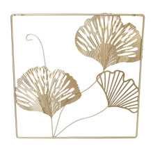 3D-Ginkgo-Blätter-Wandkunst aus Eisen mit Rahmen 45 45 cm