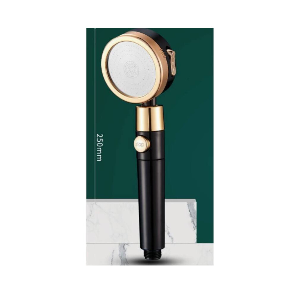 (Black) Filter Turbo Handheld Shower Head 3 Modes Pressurized Water Stop Use For Home 694826623767