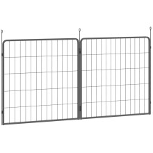 Set mit 2 Erweiterungspaneelen für Welpengehege, Hundezaunpaneele, Haustierspielplatz, Welpenzaun aus Stahl, grau
