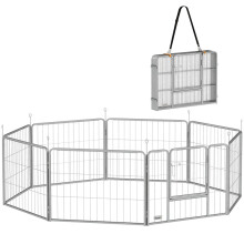 PawHut Haustiergehege, Hundezaun, Haustierspielplatz, flexibel und verstellbar, Edelstahl