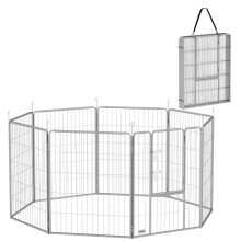 PawHut Haustiergehege, Hundezaun, Haustierspielplatz, flexibel und verstellbar, Edelstahl