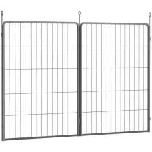 Set mit 2 Erweiterungspaneelen für Welpengehege, Hundezaunpaneele, Haustierspielplatz, Welpenzaun aus Stahl, grau