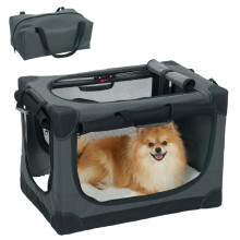 Faltbare Hundebox, Hundetransportbox mit herausnehmbarem und waschbarem Kissen, Bezug aus Oxford-Gewebe, für Hunde bis 4 kg, olivgrün