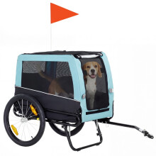Faltbarer Fahrradanhänger mit Sicherheitsreflektoren und Leine, für mittelgroße Hunde bis 20 kg, 143 x 70 x 90 cm, hellblau