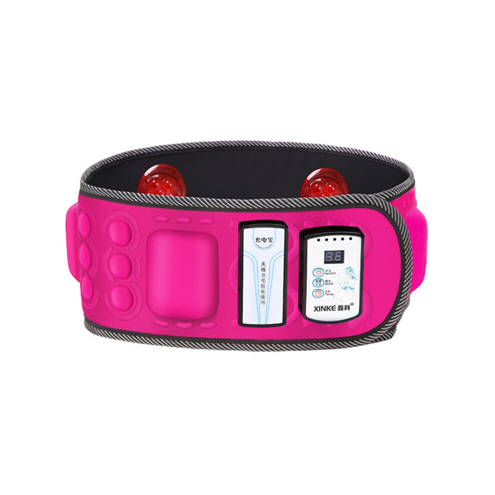 Stoyotu Pink (Pink) Rechargeable Powerful 7 Motors Heating Belly Fat Slimming Massage Belt Waist Lumbar Spine Support Abdominal Muscle Training Band