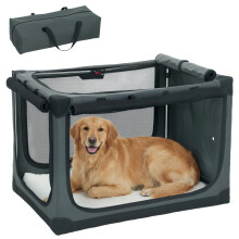 Faltbare Hundebox, Hundetransportbox mit herausnehmbarem und waschbarem Kissen, Bezug aus Oxford-Gewebe, für Hunde bis 30 kg, olivgrün