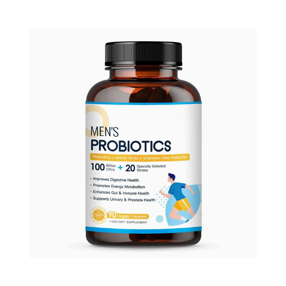(90 Count (Pack of 3)) Probiotics for Men Digestive Health with Digestive Enzymes & Prebiotics, 100 Billion CFUs for Prostate & Urinary Tract Health