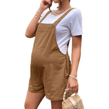 Supportive Straps Maternity Pants Providing Adjustable-Brown S