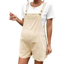 Superior Polyester Maternity Shorts Adjustable Waist-apricot M