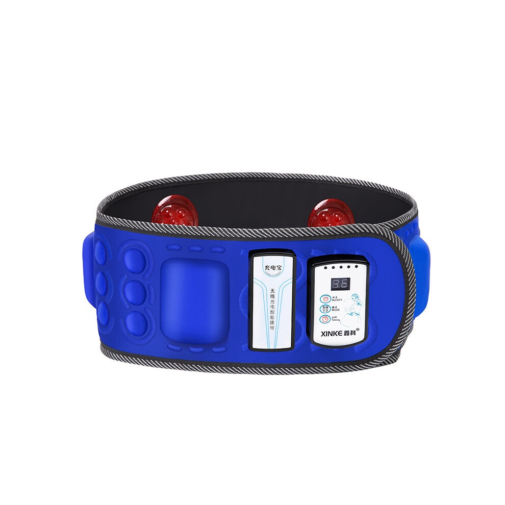 Stoyotu Blue (Blue) Rechargeable Powerful 7 Motors Heating Belly Fat Slimming Massage Belt Waist Lumbar Spine Support Abdominal Muscle Training Band