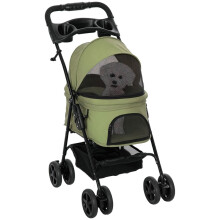 Hundebuggy, faltbar, mit 2 Sicherheitsleinen und 2 Getränkehaltern, 67 x 45 x 96 cm, khaki