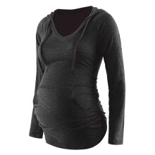 V Neck Loose Fit Long Sleeve Sweatshirt Comfort for-S dark gray