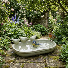 Sage Ceramic Bird Bath Garden Decor Wild Bird Water Bowl