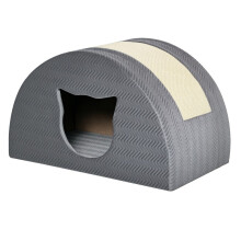 PawHut Katzenhöhle mit Kratzbrett, Katzenbett, Kratzhaus, Katzenapartment, Sisalgrau, 48,5 x 30 x 30 cm