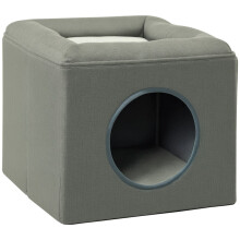 Katzenhöhle/Katzenbett 2-in-1, Katzenhöhle inkl. Kissen, 36,5 x 36,5 x 33 cm, grün