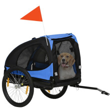 Hundeanhänger, faltbarer Hundefahrradanhänger, wasserabweisend, Oxford-Gewebe, Stahl, 140 x 71 x 83 cm, blau