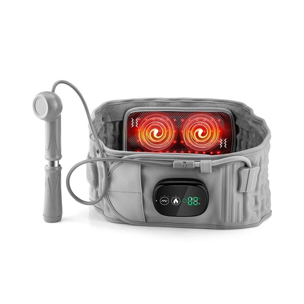 Stoyotu Red/Light Heating Back Decompression Lumbar Support Belt Waist Air Traction Brace Spinal Back Belt Backache Vibration Massager