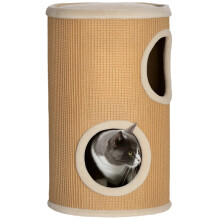 Katzenbaum mit viel Platz, Plüschbezug, Sisaloberfläche, Ø 35 x H 60 cm, braun-beige, 10 kg