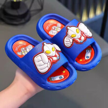 (Blue,24-25)Ultraman Kids Cartoon Flip Flops With Non Slip Bottom And Soft Pvc For Comfortable Summer Wear