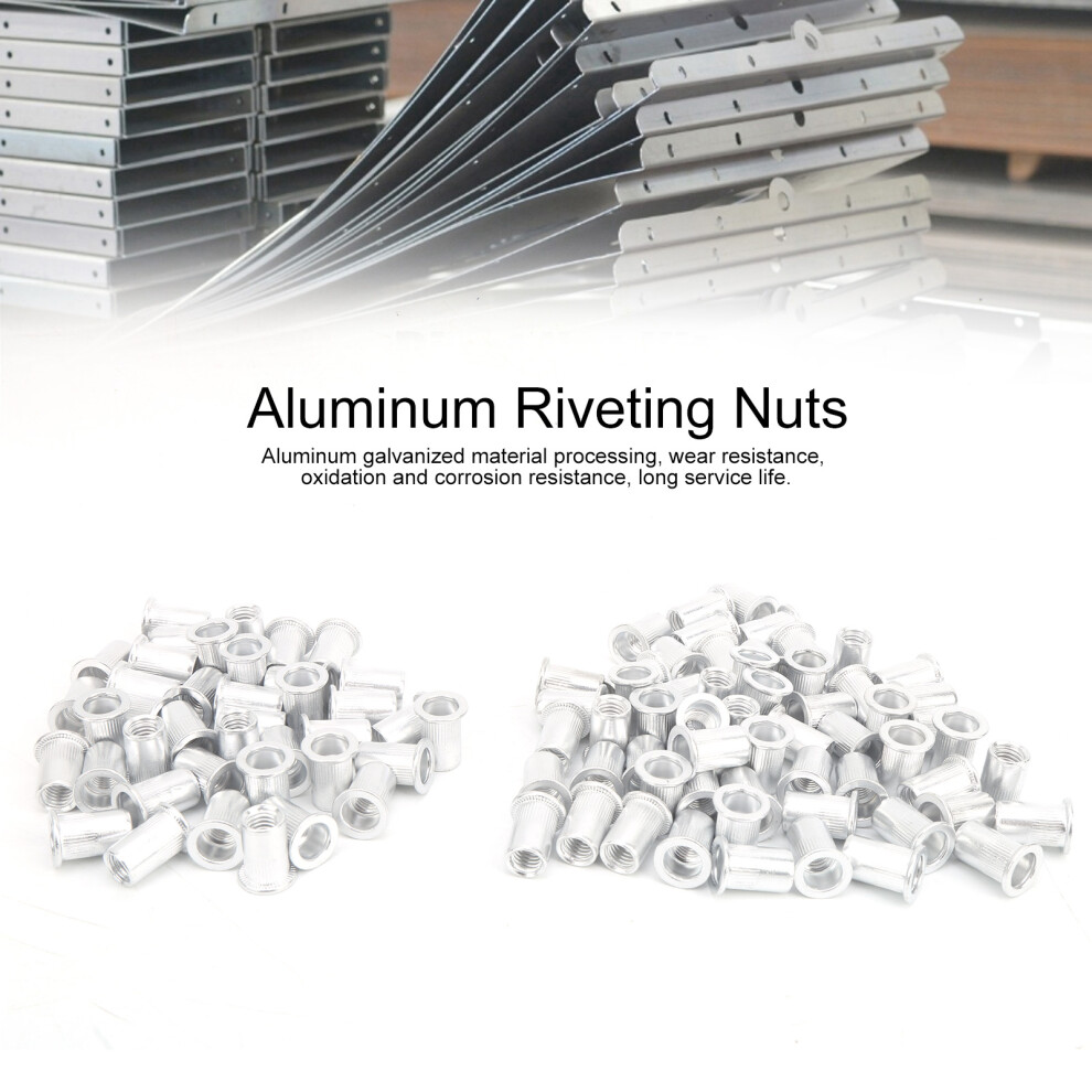 Flat Head Aluminium Pull Riveting Nuts 100Pcs