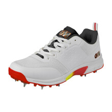 (3 UK, White/Red/Yellow) Gunn And Moore Unisex Adult Rival Spikes Cricket Shoes