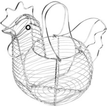 Eierkorf - Chroom - Metaaldraad - Wit - Praktische opbergruimte
