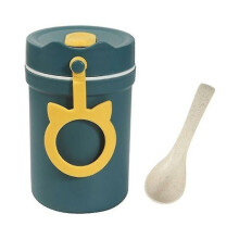 Draagbare bentobox van siliconen, thermosfles, lekvrije lunchbox (blauw)