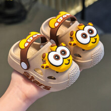 (Khaki,20-21)Childrens Summer Giraffe Pvc Beach Sandals With Nonslip Soft Sole For Kids Play