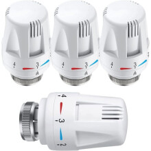 Thermostaatkop, 4-delige thermostaat, standaard M30X1.5 radiatorventielvervangingskop temperatuurregeling, wit
