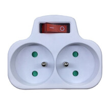 Stopcontacten met schakelaar, 2-in-1 wandstekkerdoos, 16A, 230V, wit