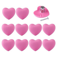 Set van 10 hartvormige deurknoppen - WOVTE - PVC + zinklegering - wit