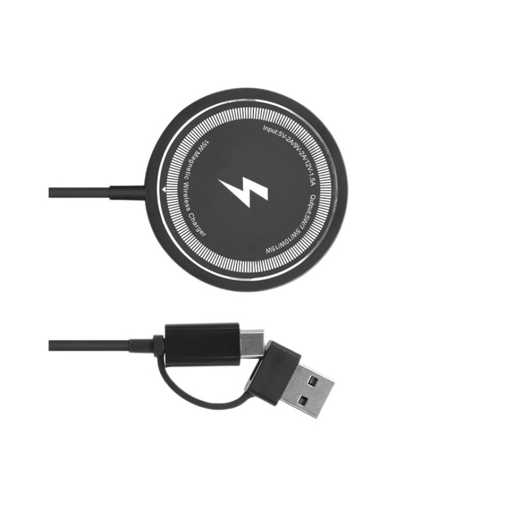 Portable Double Port 15W Magnetic Wireless Charging- Black 7704001272543