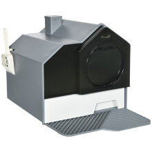 Katzentoilette in niedlichem Design, 1 Siebmatte, 1 Streuschaufel, herausnehmbare Bodenschale, grau