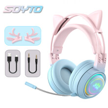 T25 Gaming Headset för PC och mobil – Over-Ear, rosa-till-blå toning