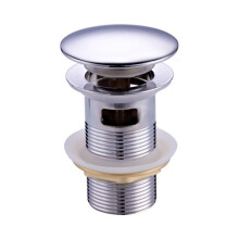TODOT Pop-up wastafelafvoer DDTP02TY, drukventielafvoer voor wastafel in messing, chroom afwerking G 1-1/4 - met overloop