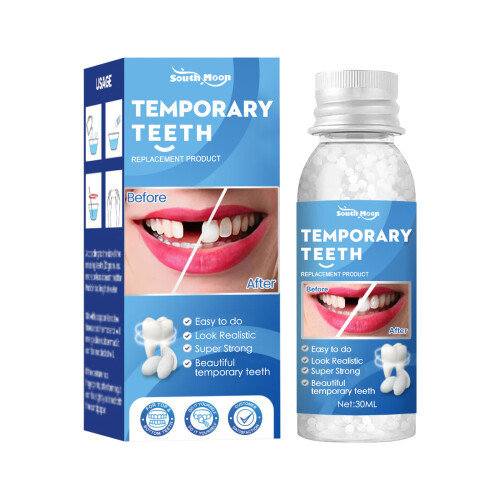 Solid dental gum for temporary cavity fill, denture gum, gap closure.