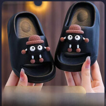 (Black,24-25)Eva Nonslip Flip Flops For Kids With Breathable Design And Pattern Cartoon
