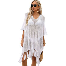 Les maillots de bain élégants à franges en crochet-Blanc