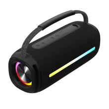Bärbar smart utomhushögtalare – Dubbla högtalare, 20W, lång batteritid, djup bas, vattentät Bluetooth-högtalare, svart