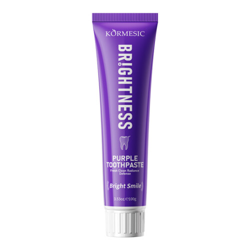 Purple toothpaste for teeth cleaning and care.