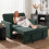 Homcom (Green) HOMCOM 2 Seater Sofa Bed, 3-in-1 Velvet Pull Out Sleeper Sofa 1