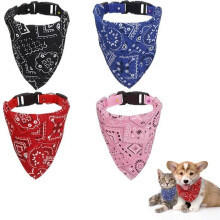 Set van 4 hondenbandana's, WOVTE verstelbare driehoekige hondenbandana/sjaal/slabbetje/hondenaccessoires