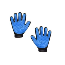 1 paar huisdiermassagehandschoenen, borstel voor het verwijderen van dierenharen (katten en honden), herbruikbaar (blauw)